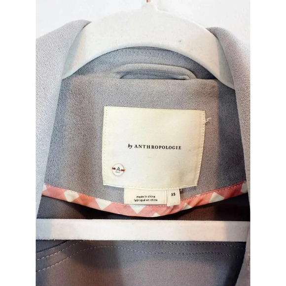 Anthropologie Gray Faux Suede MotorCycle Jacket Size S - Picture 7 of 10